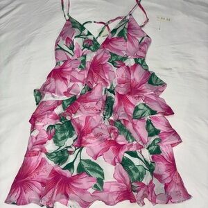 V-Neck Ruffled Tier Babydoll Mini Dress